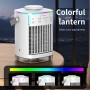 Enfriador de aire, aire acondicionado portátil, mini aire acondicionado 4 en 1, 2 niebla fría, 4 velocidades de viento, 7 luces