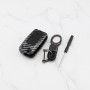 YINETTECH Carcasa de silicona de fibra de carbono ABS con 2 botones para llaves de coche, llavero inteligente con llavero