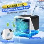 Aire Acondicionado Portátil, Ventilador USB 3 en 1 con Refrigeración Líquida, Tanque de Agua de 500ML, 3 Velocidades, Luces de 7