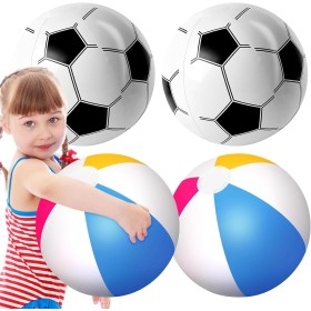 Kezidhp Pelota de Playa Inflable 4 Piezas (40cm) - Juego de Pelotas de Agua con Paneles Multicolor para Piscina, Fiesta de