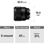 Sony SEL-85F18 Lente vertical Focal fija 85 mm F1.8 Full Frame adecuado para las series A7, ZV-E10, A6000 y Nex, montura E)