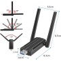 AC1300 Antena WiFi USB, Adaptador WiFi USB para pc, Adaptador Red WiFi, Doble Banda 5GHz (867Mbps) y 2.4GHz(400Mbps) USB3.0