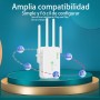 Amplificador Señal WiFi, Repetidor WiFi, Extensor WiFi 4 Antenas 2 Puertos LAN con WPS, Repetidor WiFi Remoto Mejora