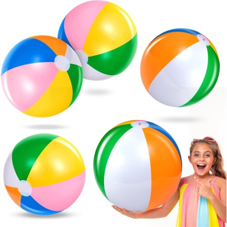 BBTO 5 Pelotas de Playa Hinchables de 60 cm Bola de Piscina Hinchable de Arcoíris Juguete de Pelota Inflable de Fiesta de Verano