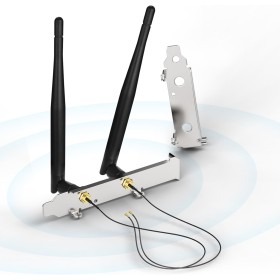 Bingfu Antena WiFi Doble Banda de 2,4 GHz 5,8 GHz + 25 cm Cable de Extensión U.FL IPEX MHF4 a RP-SMA Hembra + Soporte de Ranura