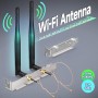 Bingfu Antena WiFi Doble Banda de 2,4 GHz 5,8 GHz + 25 cm Cable de Extensión U.FL IPEX MHF4 a RP-SMA Hembra + Soporte de Ranura