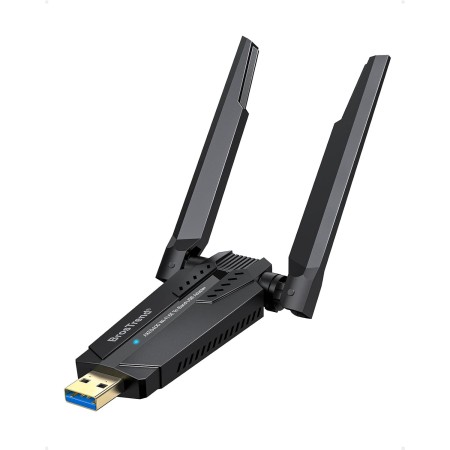 BrosTrend 5400Mbps Adaptador WiFi USB para PC Tri-Banda 6GHz y 5GHz y 2.4GHz, AXE5400 USB WiFi 6E Largo Alcance, Antena Wi-Fi