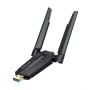 BrosTrend 5400Mbps Adaptador WiFi USB para PC Tri-Banda 6GHz y 5GHz y 2.4GHz, AXE5400 USB WiFi 6E Largo Alcance, Antena Wi-Fi