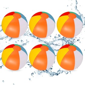 mizikuu 6 Piezas Pelota de Playa Hinchable, 25cm Colores Pelota de Agua Inflables Durabilidad Niños Adultos para Verano Juguetes