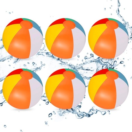 mizikuu 6 Piezas Pelota de Playa Hinchable, 25cm Colores Pelota de Agua Inflables Durabilidad Niños Adultos para Verano Juguetes