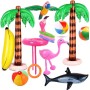 Evance 14 Piezas Inflables Palmeras Flamingo Juguetes Inflables Banana Bolas de Playa Volando Loro Tiburón Juguete Flamenco con