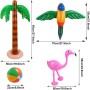 Evance 14 Piezas Inflables Palmeras Flamingo Juguetes Inflables Banana Bolas de Playa Volando Loro Tiburón Juguete Flamenco con