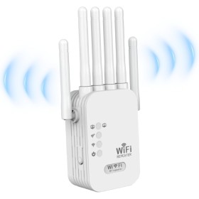 Repetidor WiFi, Nuevo 1200Mbps Amplificador Señal WiFi, Doble Banda 5GHz y 2.4GHz Amplificador WiFi con WPS, 6 Potentes Antenas