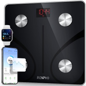 RENPHO Bascula de Baño Digital, Bascula Grasa Corporal y Muscular con App, Bascula Inteligente para Fitness, 13 Monitores de