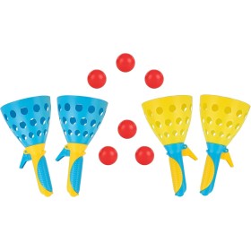 Idena 90276-Juego XXL con 4 cubiletes, Incl. 6, Juego de Pelota para jardín, Parque y Playa, Multicolor, One Size Berlin 40251-2