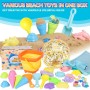 39Piezas Juguetes De Playa Con Cubo Plegable 2L, Pelota, Helados y Animales Marinos Moldes De Arena, Bolsa, Gemas, Juguetes Para