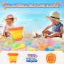 39Piezas Juguetes De Playa Con Cubo Plegable 2L, Pelota, Helados y Animales Marinos Moldes De Arena, Bolsa, Gemas, Juguetes Para