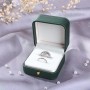 Caja Alianzas Boda de 2 Ranuras Caja de Anillo de Terciopelo de Cuero Caja para Anillos Boda Verde Cuadrada Adornada de Primera