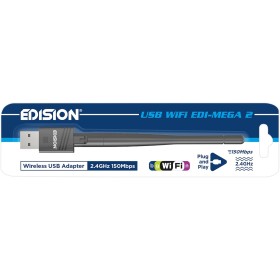 EDISION Adaptador WiFi EDI-Mega 2, Dongle USB MTK7601, 150Mbps, 2.4GHz Ajustable, Compatible Con Picco T265 Pro HD, Ping T2/C,