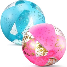 Glitter Pelota de Hinchable Beach,Lentejuelas Bola Hinchable,Transparente Pelotas de Playa para Actividades de Verano al Aire