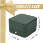 Caja Alianzas Boda de 2 Ranuras Caja de Anillo de Terciopelo de Cuero Caja para Anillos Boda Verde Cuadrada Adornada de Primera