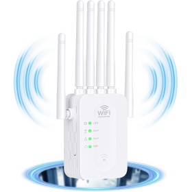 Repetidor WiFi, Amplificador WiFi, 6 Antenas Externas, Expandedor WiFi con Velocidades InaláMbricas De hasta 300 Mbps / 2,4 GHz,
