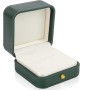 Caja Alianzas Boda de 2 Ranuras Caja de Anillo de Terciopelo de Cuero Caja para Anillos Boda Verde Cuadrada Adornada de Primera