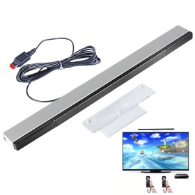 Barra de Sensores para Wii, Wii U y PC, Sensor Infrarrojos con Conexión USB, Barra Sensora para Soporte Adhesivo, Cable Largo 2