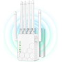 Repetidor WiFi,Amplificador señal WiFi Potente,6 Antenas,2 Puertos LAN,Extensor WiFi para el Hogar y la Oficina,Fácil de