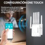 Repetidor WiFi,Amplificador señal WiFi Potente,6 Antenas,2 Puertos LAN,Extensor WiFi para el Hogar y la Oficina,Fácil de