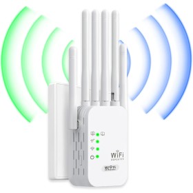 Amplificador Señal WiFi, Repetidor WiFi, Extensor WiFi 4 Antenas 2 Puertos LAN con, Repetidor WiFi Remoto Mejora