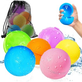 Globos de Agua Reutilizables, 6 Piezas Bolas de Agua Recargables Autosellante de Llenado Rápido para Niños y Adultos, Juguetes
