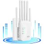 Repetidor WiFi,Amplificador señal WiFi Potente,6 Antenas,2 Puertos LAN,Extensor WiFi para el Hogar y la Oficina,Fácil de