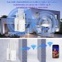 Repetidor WiFi,Amplificador señal WiFi Potente,6 Antenas,2 Puertos LAN,Extensor WiFi para el Hogar y la Oficina,Fácil de