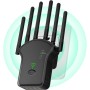 Repetidor WiFi,Amplificador señal WiFi Potente 6 Antenas,2 Puertos LAN,Extensor WiFi para Cobertura de hasta