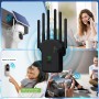 Repetidor WiFi,Amplificador señal WiFi Potente 6 Antenas,2 Puertos LAN,Extensor WiFi para Cobertura de hasta
