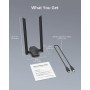 BrosTrend 1800Mbps Antena WiFi USB para PC, Adaptador USB WiFi 6 Largo Alcance Doble Banda 5GHz(1201Mbps) y 2.4GHz(574Mbps)