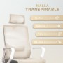 JUPPLIES Silla Escritorio Ergonomica - Silla Oficina Ajustable y Reclinable con Soporte Lumbar, Reposacabezas Ajustable, Malla