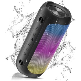 VOSFEEL 2025 Altavoz Bluetooth Inalámbrico Portátil, 30h Batería, Impermeable IPX7, Luces al Ritmo, Estéreo, Llamadas Manos