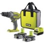 RYOBI Taladro Percutor Atornillador Inalámbrico 18V ONE+ con 2 Baterías 1.5Ah, Cargador y Bolsa - 2 Velocidades