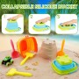 Juguetes de Playa para Niños 30Piezas, Juegos Playa con Cubo de Playa Plegable 2L, Pelota Playa, Camión Monstruo, Gemas,