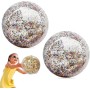 QEDBOJE Pelotas de Playa Hinchables (2 unidades), Gigantes de Agua con Purpurina, Juegos Acuáticos, Válvula de Seguridad para