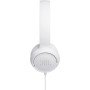 JBL Tune 500 Auriculares supraaurales de cable y control remoto de un solo botón, micrófono incluido, asistente de voz, blanco