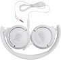 JBL Tune 500 Auriculares supraaurales de cable y control remoto de un solo botón, micrófono incluido, asistente de voz, blanco