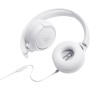 JBL Tune 500 Auriculares supraaurales de cable y control remoto de un solo botón, micrófono incluido, asistente de voz, blanco