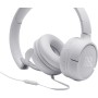 JBL Tune 500 Auriculares supraaurales de cable y control remoto de un solo botón, micrófono incluido, asistente de voz, blanco