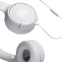 JBL Tune 500 Auriculares supraaurales de cable y control remoto de un solo botón, micrófono incluido, asistente de voz, blanco