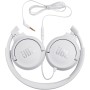 JBL Tune 500 Auriculares supraaurales de cable y control remoto de un solo botón, micrófono incluido, asistente de voz, blanco