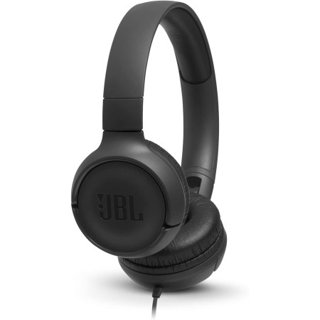 JBL Tune 500 Auriculares supraaurales de cable y control remoto de un solo botón, micrófono incluido, asistente de voz, blanco