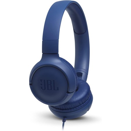 JBL Tune 500 Auriculares supraaurales de cable y control remoto de un solo botón, micrófono incluido, asistente de voz, blanco